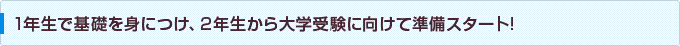 1年生で基礎を身につけ、2年生から大学受験に向けて準備スター卜!